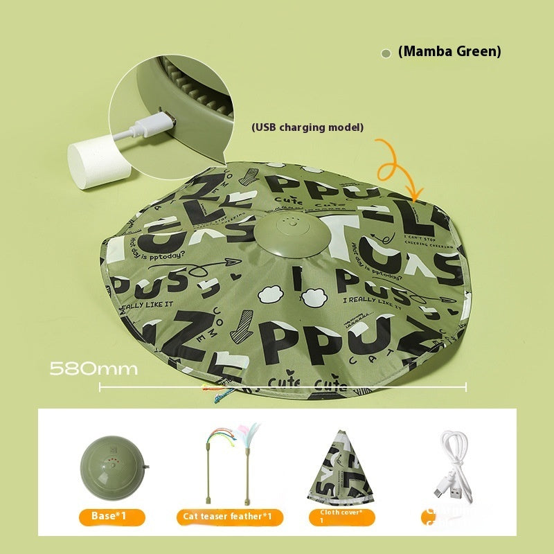 KFX-9737917 Interactive Electric Cat Teaser Toy with Rechargeable Turntable in Peekaboo Colors