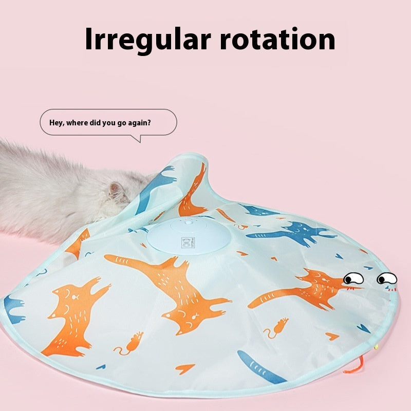 KFX-9737917 Interactive Electric Cat Teaser Toy with Rechargeable Turntable in Peekaboo Colors