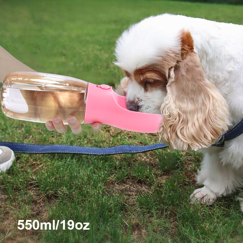 KFX-9738941 Large Capacity Portable Travel Pet Water Bottle - 550ML Plastic Design