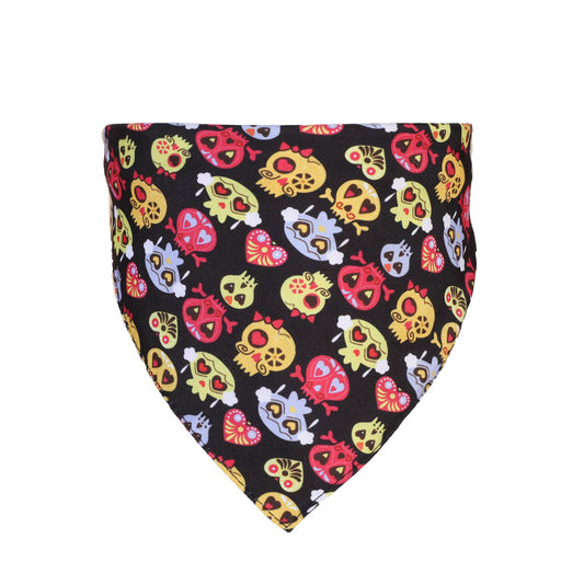 KFX-9740477 Halloween Pet Triangle Scarf with Ghost, Skull, and Letter Designs - Customizable Polyester Accessory