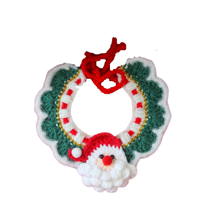 KFX-9740861 Adjustable Knit Pet Collar with Crochet Elk Pattern for Cats and Dogs, Comfortable and Stylish Design