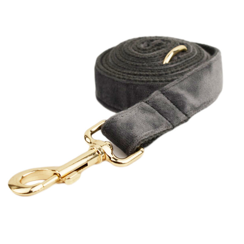 KFX-9742141 Stylish Velvet Dog Collar with Bow, Flower, Vest, Leash, Rope, and Poop Bag