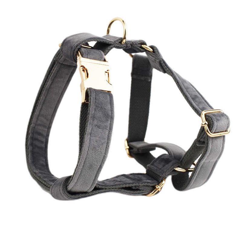 KFX-9742141 Stylish Velvet Dog Collar with Bow, Flower, Vest, Leash, Rope, and Poop Bag