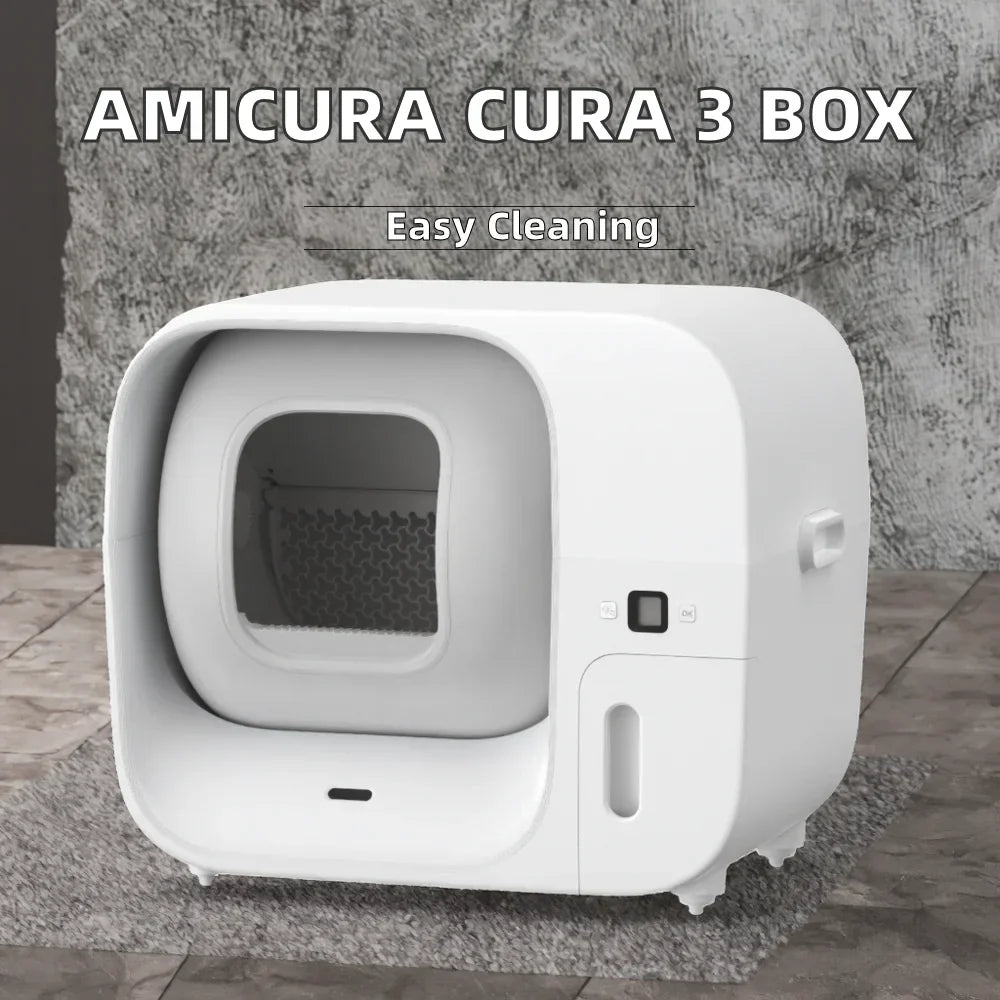 KFX-974227 Automatic Smart Cat Litter Box with 60L Capacity and Odor Control, Easy to Clean PP+ABS Material