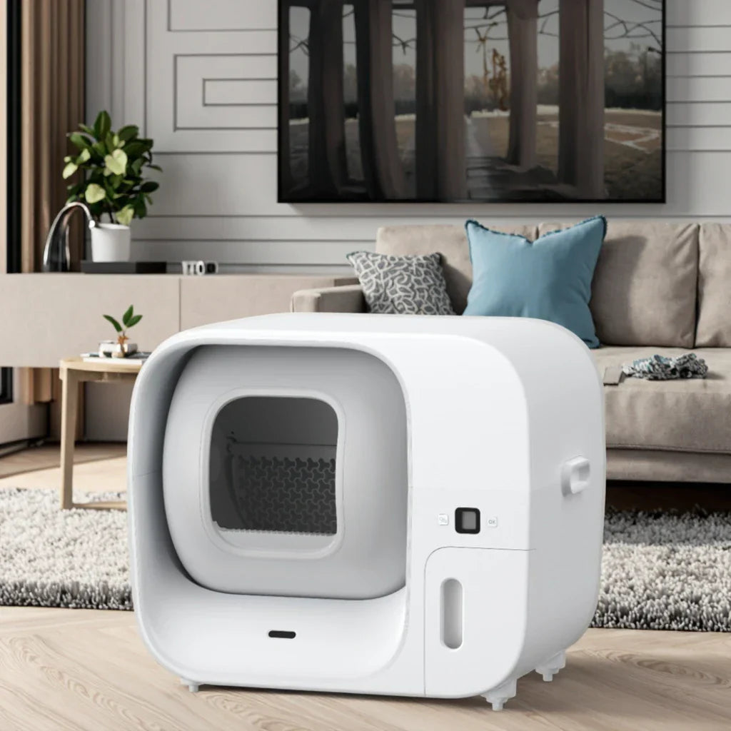 KFX-974227 Automatic Smart Cat Litter Box with 60L Capacity and Odor Control, Easy to Clean PP+ABS Material