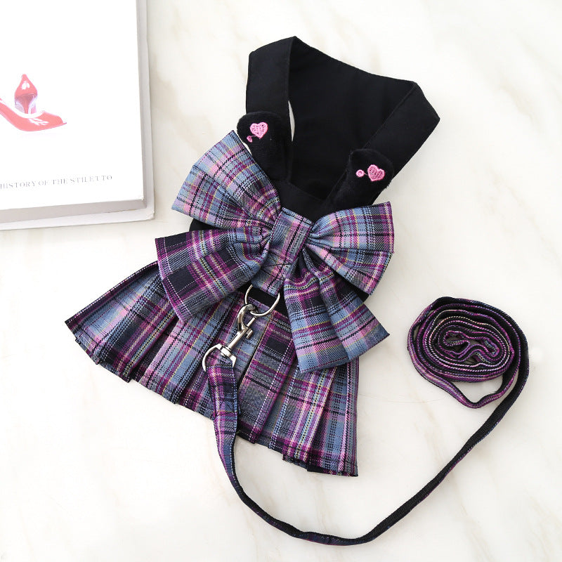 KFX-9742653 Pet Skirt with Chest Strap and Leash for Dogs and Cats - Multiple Patterns Available