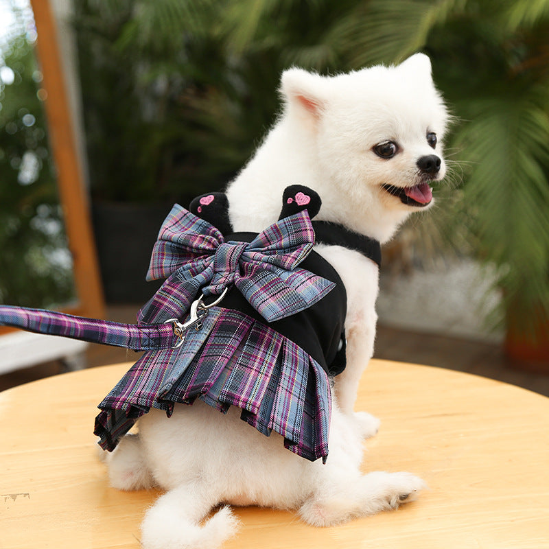 KFX-9742653 Pet Skirt with Chest Strap and Leash for Dogs and Cats - Multiple Patterns Available