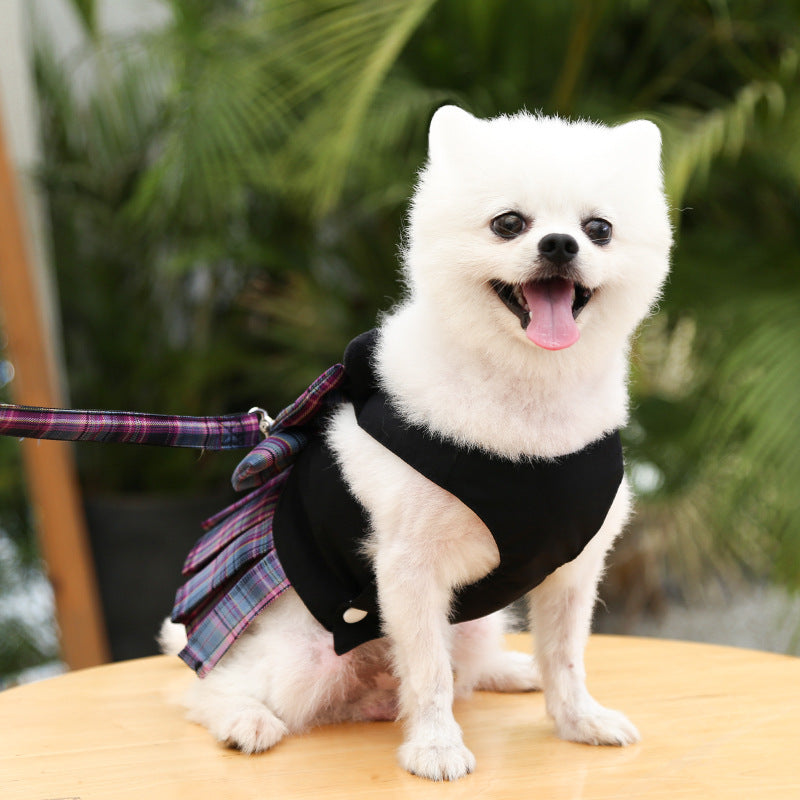KFX-9742653 Pet Skirt with Chest Strap and Leash for Dogs and Cats - Multiple Patterns Available