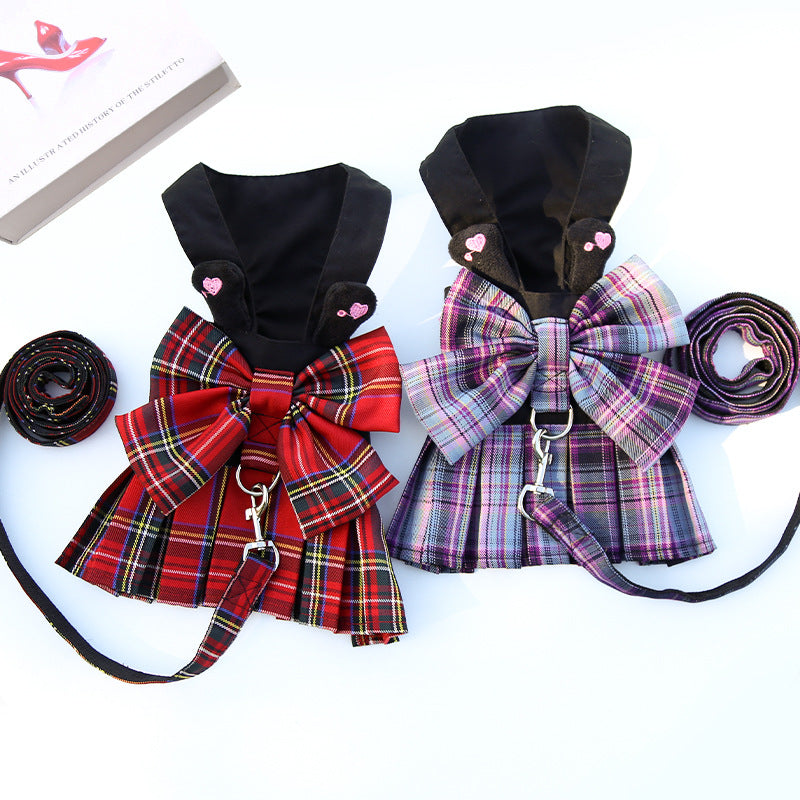 KFX-9742653 Pet Skirt with Chest Strap and Leash for Dogs and Cats - Multiple Patterns Available