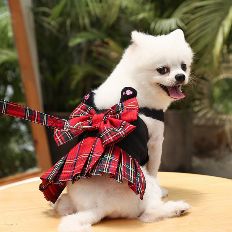 KFX-9742653 Pet Skirt with Chest Strap and Leash for Dogs and Cats - Multiple Patterns Available