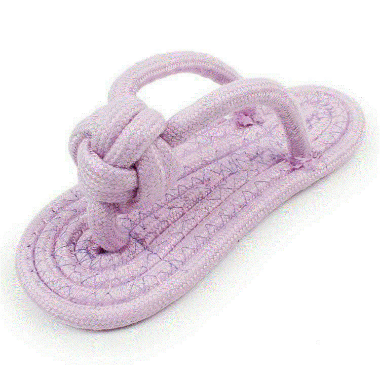 KFX-9743677 Colorful Cotton Rope Foot Slippers for Pets - Yellow, Pink, Purple, Green, 14-15cm Length