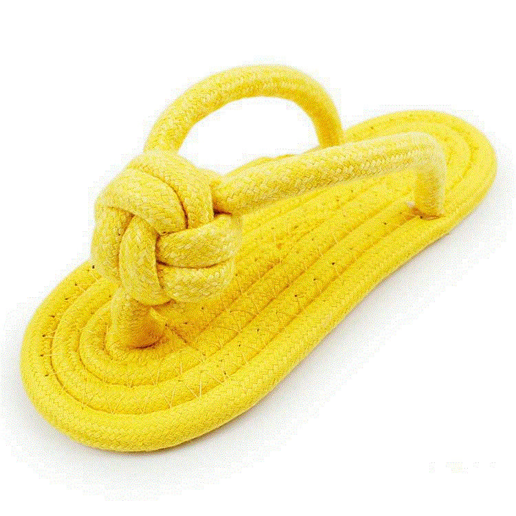 KFX-9743677 Colorful Cotton Rope Foot Slippers for Pets - Yellow, Pink, Purple, Green, 14-15cm Length