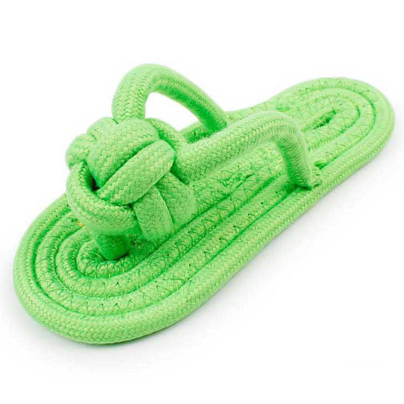 KFX-9743677 Colorful Cotton Rope Foot Slippers for Pets - Yellow, Pink, Purple, Green, 14-15cm Length