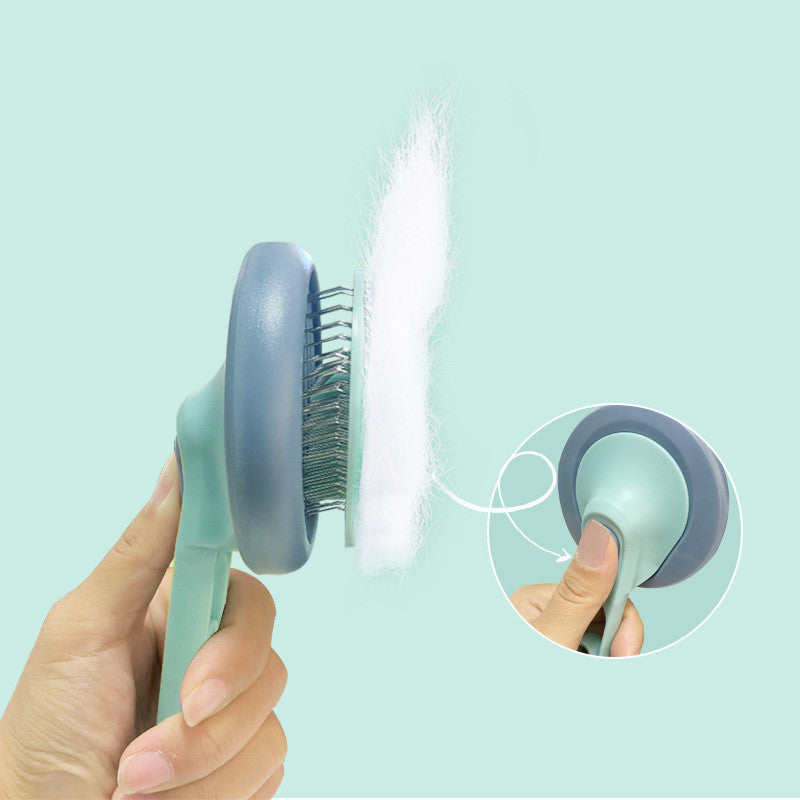 KFX-9744445 Automatic Pet Hair Removal Needle Comb – Stainless Steel and Plastic, Available in Pink and Blue