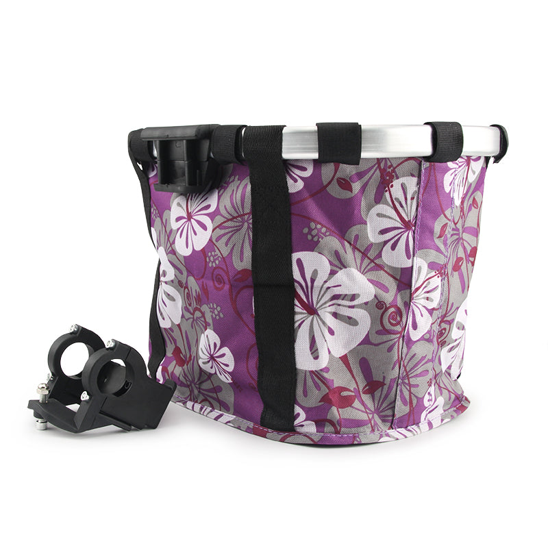 KFX-9745085 Elegant Brown Floral Folding Bicycle Basket, Dimensions 32x23x26 cm