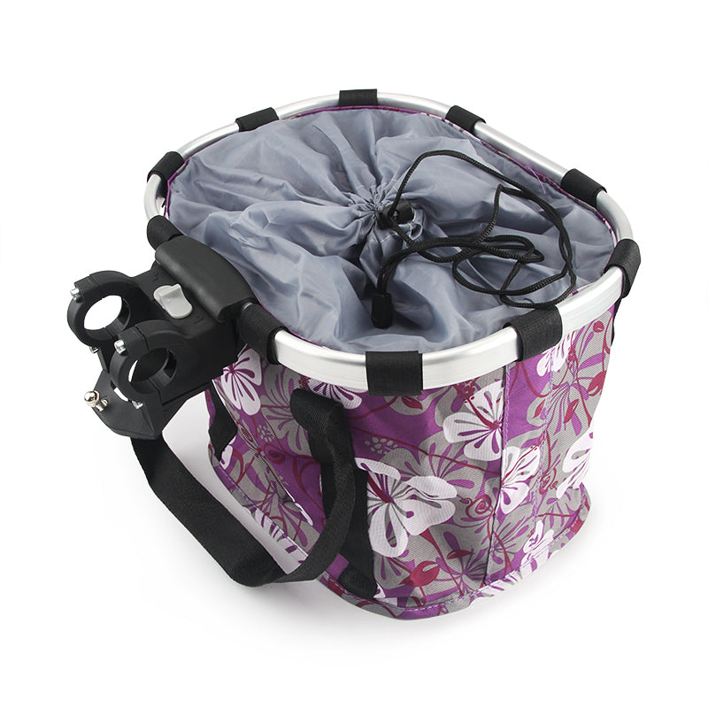 KFX-9745085 Elegant Brown Floral Folding Bicycle Basket, Dimensions 32x23x26 cm