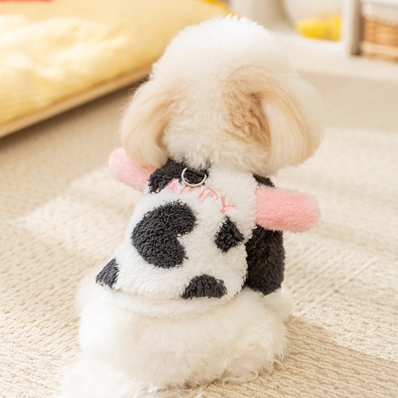 KFX-9746621 Cute Fluffy Winter Jacket for Dogs - Cow and Panda Designs, Available in Multiple Sizes