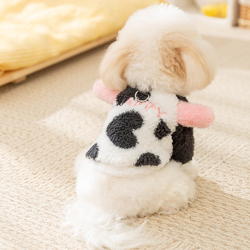 KFX-9746621 Cute Fluffy Winter Jacket for Dogs - Cow and Panda Designs, Available in Multiple Sizes