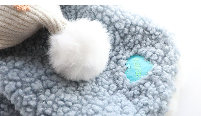 KFX-9747005 Cozy Plush Princess Dog Coat for Fall and Winter in Blue and Pink