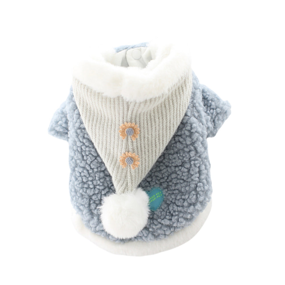 KFX-9747005 Cozy Plush Princess Dog Coat for Fall and Winter in Blue and Pink