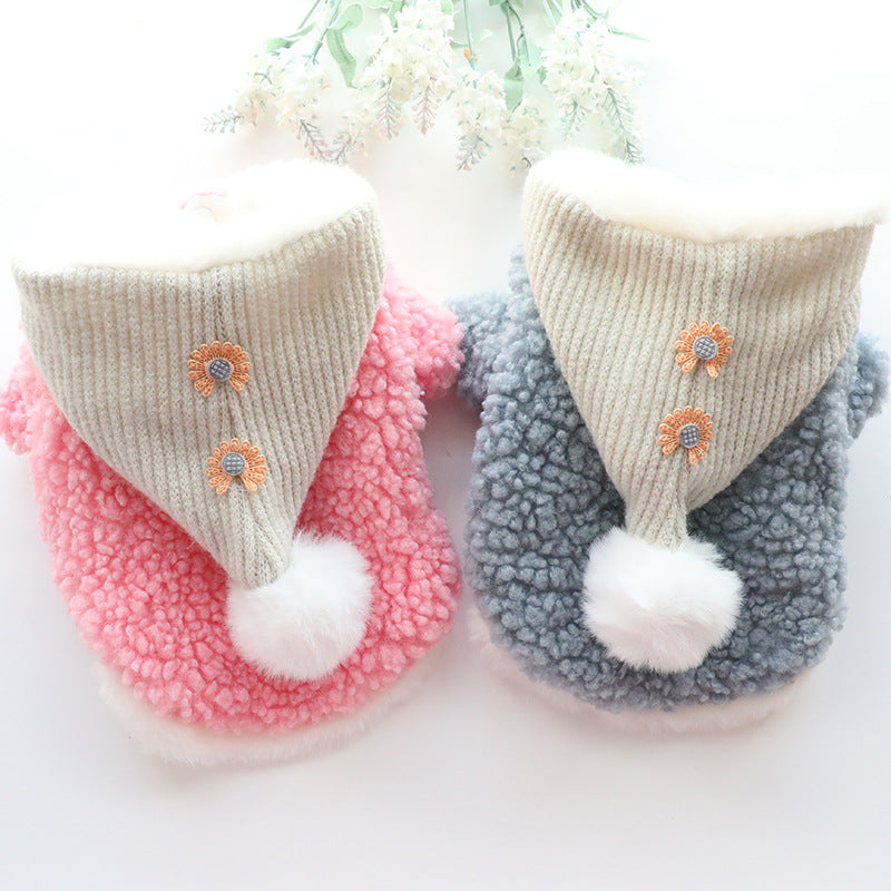 KFX-9747005 Cozy Plush Princess Dog Coat for Fall and Winter in Blue and Pink