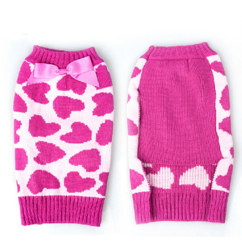 KFX-9749181 Cozy Rose Love Pet Sweater for Autumn and Winter, Available in Multiple Sizes