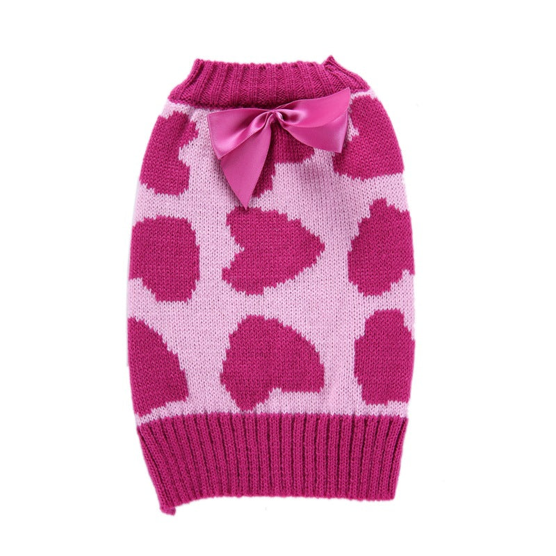 KFX-9749181 Cozy Rose Love Pet Sweater for Autumn and Winter, Available in Multiple Sizes