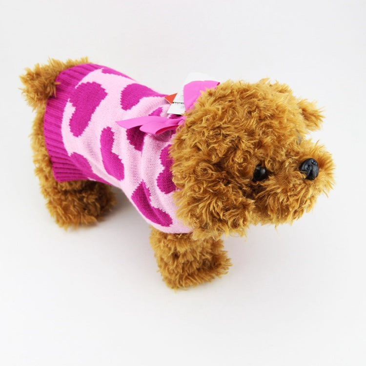 KFX-9749181 Cozy Rose Love Pet Sweater for Autumn and Winter, Available in Multiple Sizes