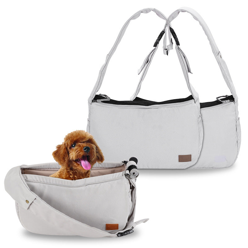KFX-9756605 Pet Travel Shoulder Bag - Medium to Soft Oxford Material, Capacity Under 20L, Plain Design