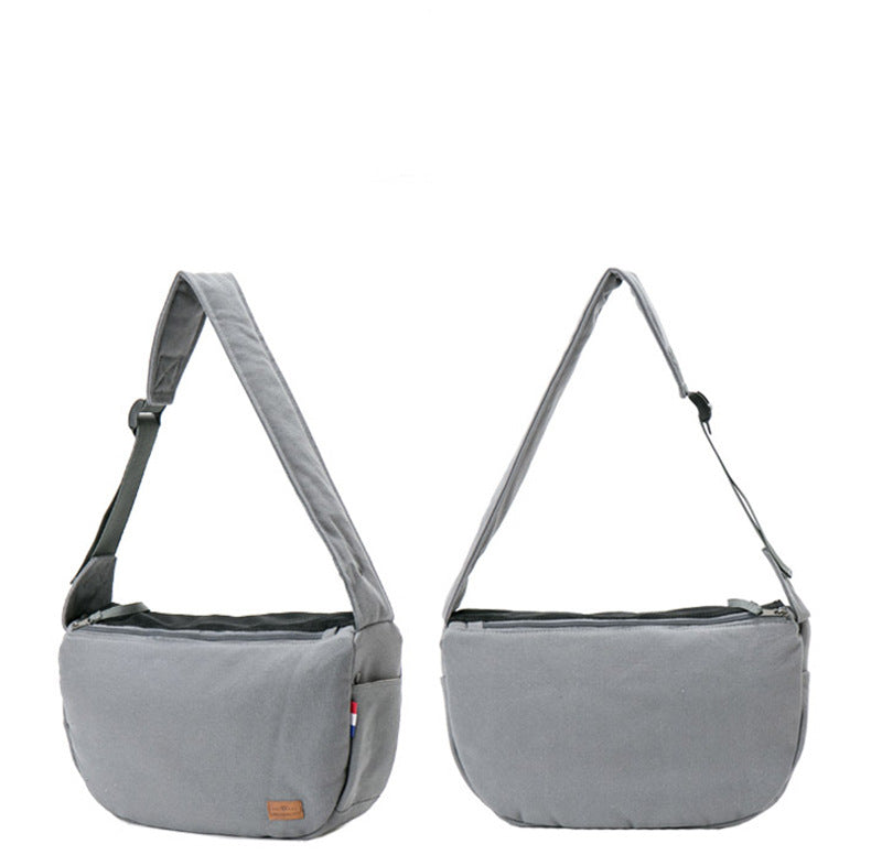 KFX-9756605 Pet Travel Shoulder Bag - Medium to Soft Oxford Material, Capacity Under 20L, Plain Design