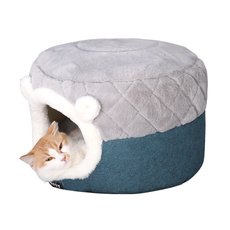 KFX-9758397 Warm Dual-Purpose Quilted Cat Nest for All Seasons