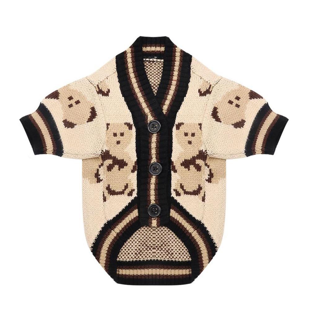 KFX-9758909 Cute Bear Pattern Dog Sweater for Small Dogs and Cats, Lightweight Warm Winter Coat for Pets