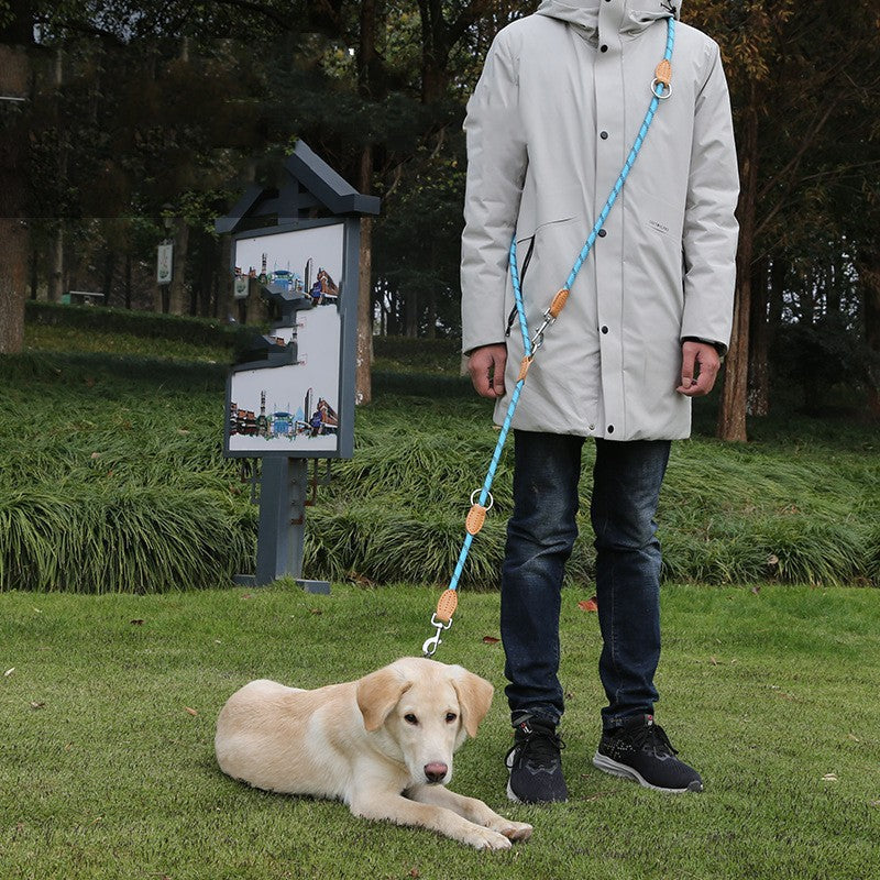 KFX-9759933 Durable Multifunctional Nylon Traction Rope with Zinc Alloy D Buckle for Dogs