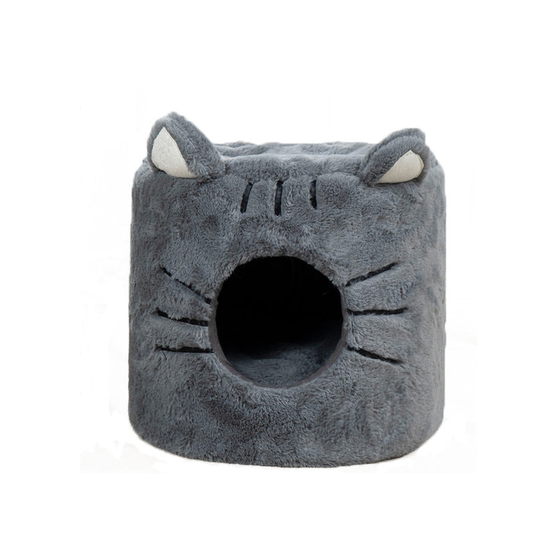 KFX-9760189 Cozy Semi-Closed Round Pet Nest with Plush Material and Dual Use