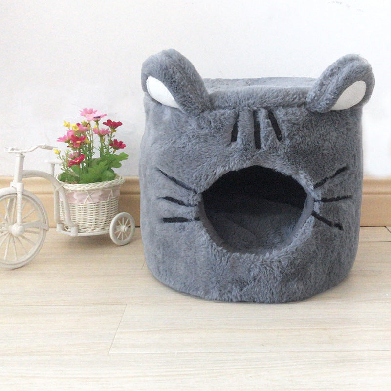 KFX-9760189 Cozy Semi-Closed Round Pet Nest with Plush Material and Dual Use