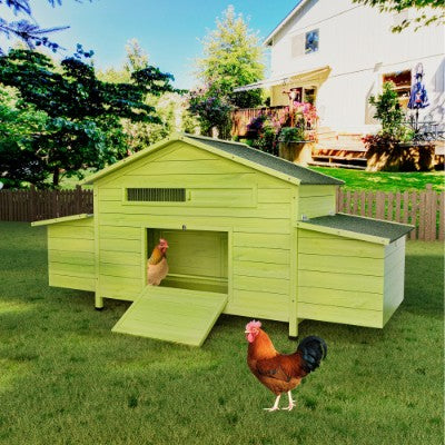 KFX-9763773 Large Wooden Chicken Coop with 2 Free-Range Doors, 2 Nesting Boxes, and Comfortable Perch