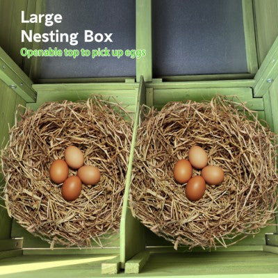 KFX-9763773 Large Wooden Chicken Coop with 2 Free-Range Doors, 2 Nesting Boxes, and Comfortable Perch