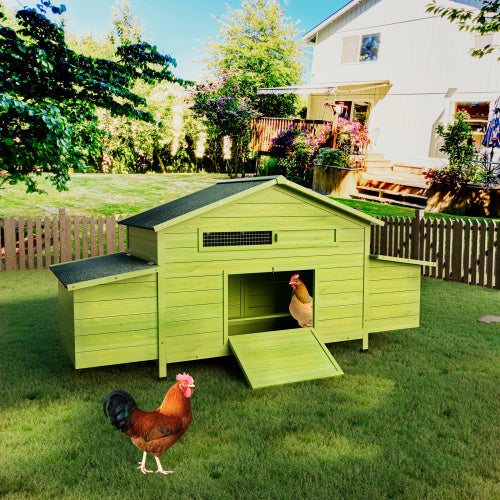 KFX-9763773 Large Wooden Chicken Coop with 2 Free-Range Doors, 2 Nesting Boxes, and Comfortable Perch