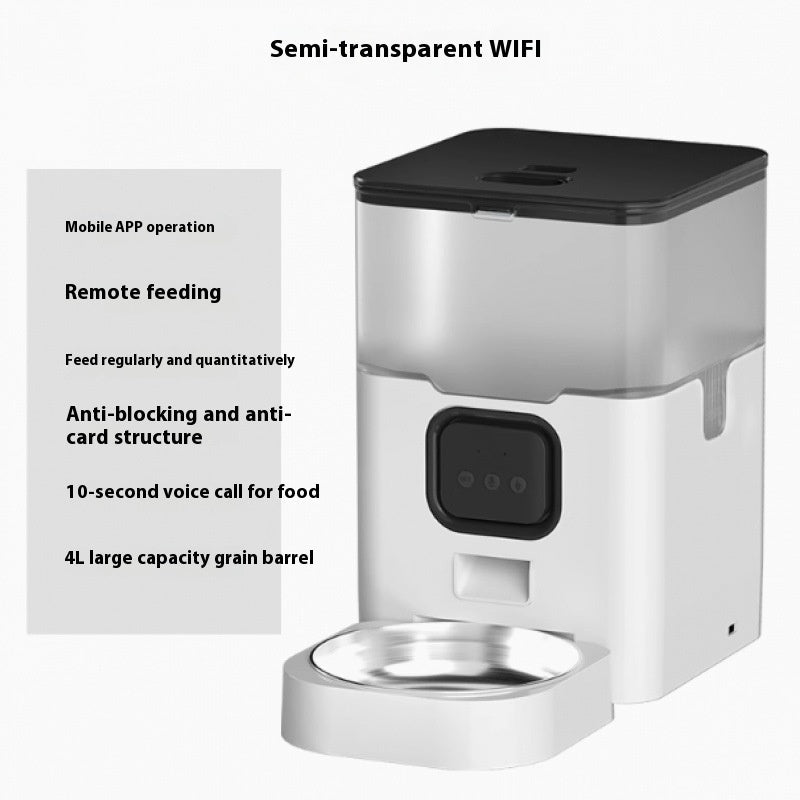 KFX-9763901 Smart WIFI Automatic Pet Feeder for Cats and Dogs with Voice Playback and Stainless Steel Bowl