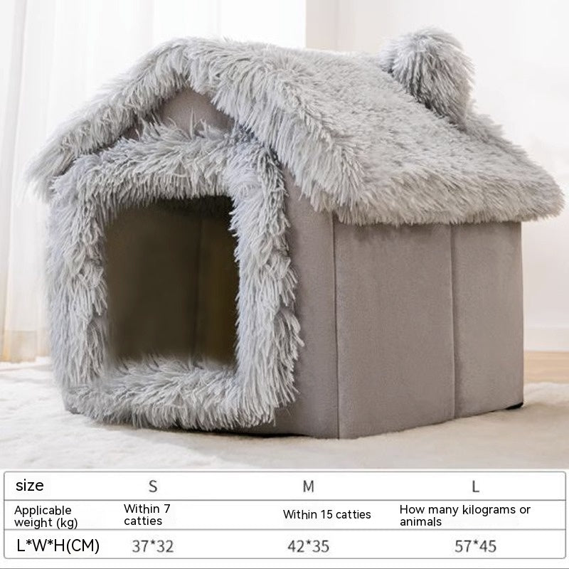 KFX-9764157 Cozy Autumn and Winter Cat Bed Kennel - Soft Cloth Pet Nest Available in Various Sizes and Designs
