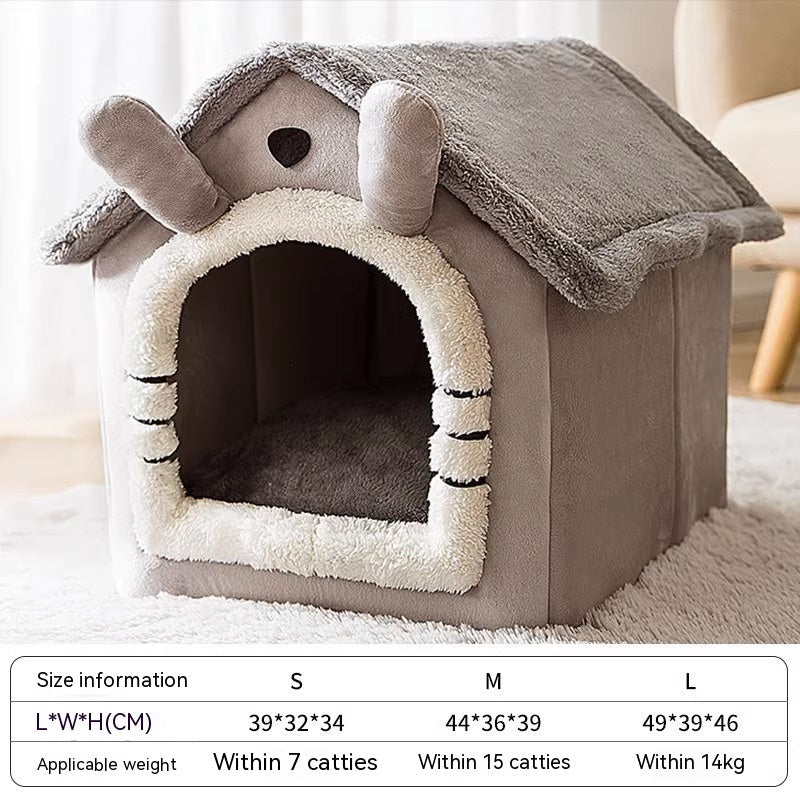 KFX-9764157 Cozy Autumn and Winter Cat Bed Kennel - Soft Cloth Pet Nest Available in Various Sizes and Designs
