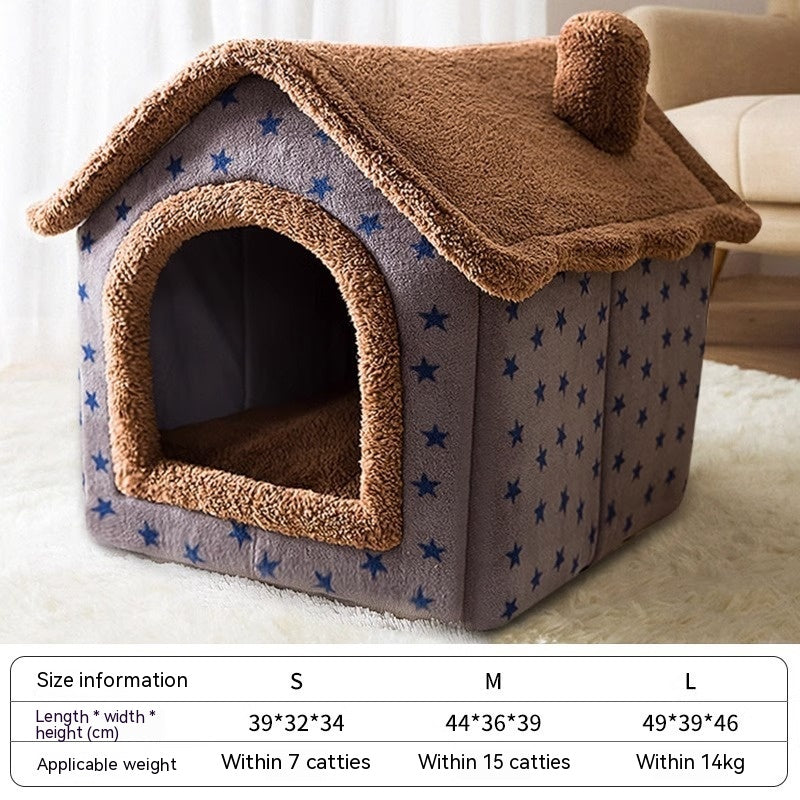 KFX-9764157 Cozy Autumn and Winter Cat Bed Kennel - Soft Cloth Pet Nest Available in Various Sizes and Designs
