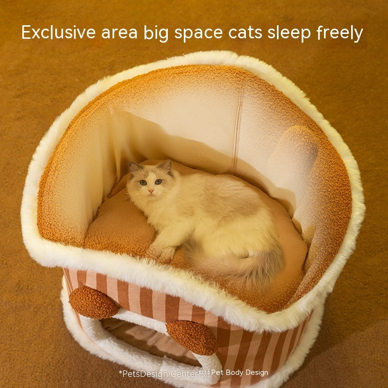 KFX-9764157 Cozy Autumn and Winter Cat Bed Kennel - Soft Cloth Pet Nest Available in Various Sizes and Designs