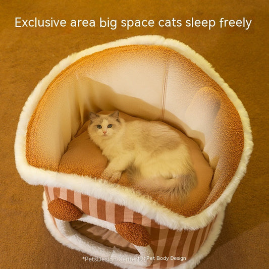 KFX-9764157 Cozy Autumn and Winter Cat Bed Kennel - Soft Cloth Pet Nest Available in Various Sizes and Designs