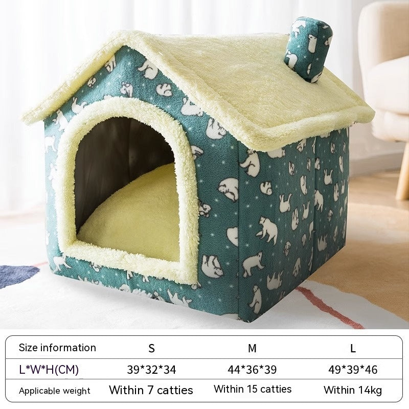 KFX-9764157 Cozy Autumn and Winter Cat Bed Kennel - Soft Cloth Pet Nest Available in Various Sizes and Designs