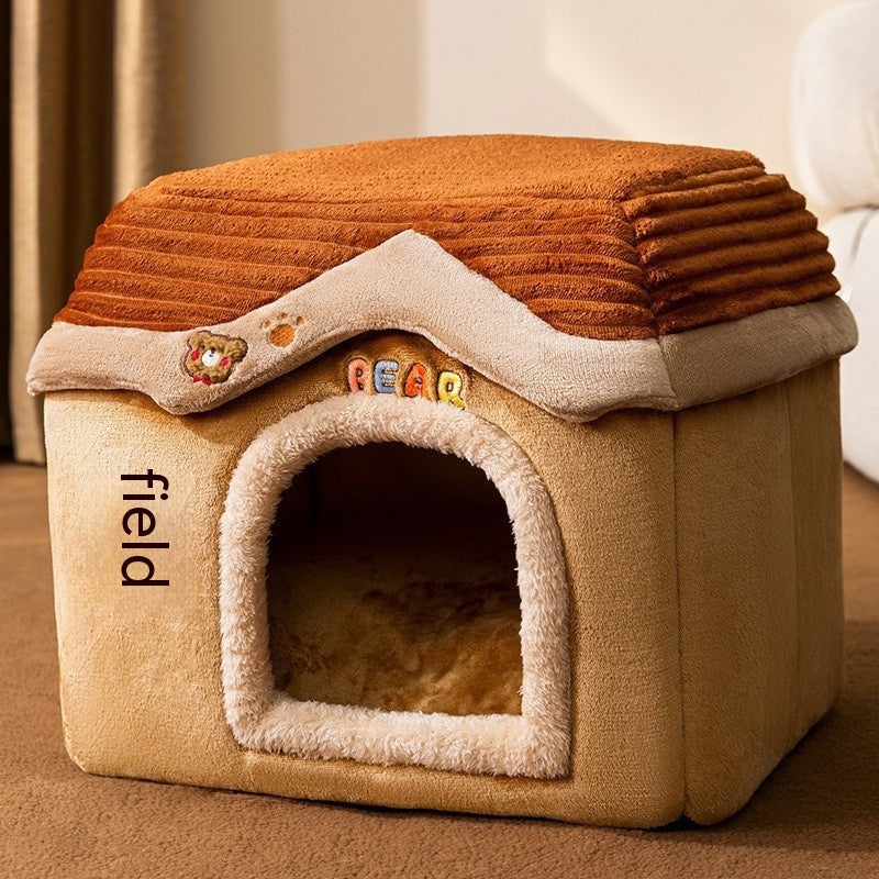 KFX-9764157 Cozy Autumn and Winter Cat Bed Kennel - Soft Cloth Pet Nest Available in Various Sizes and Designs