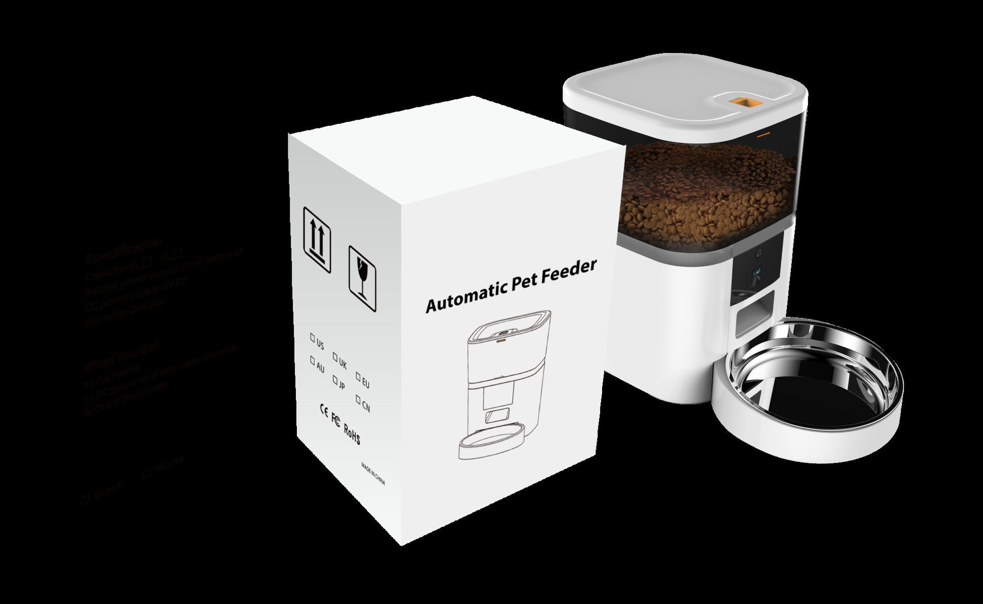 KFX-9766077 Adjustable Performance Pet Feeder with Video Camera - Available in 4L and 6L Sizes, Suitable for Dogs and Cats