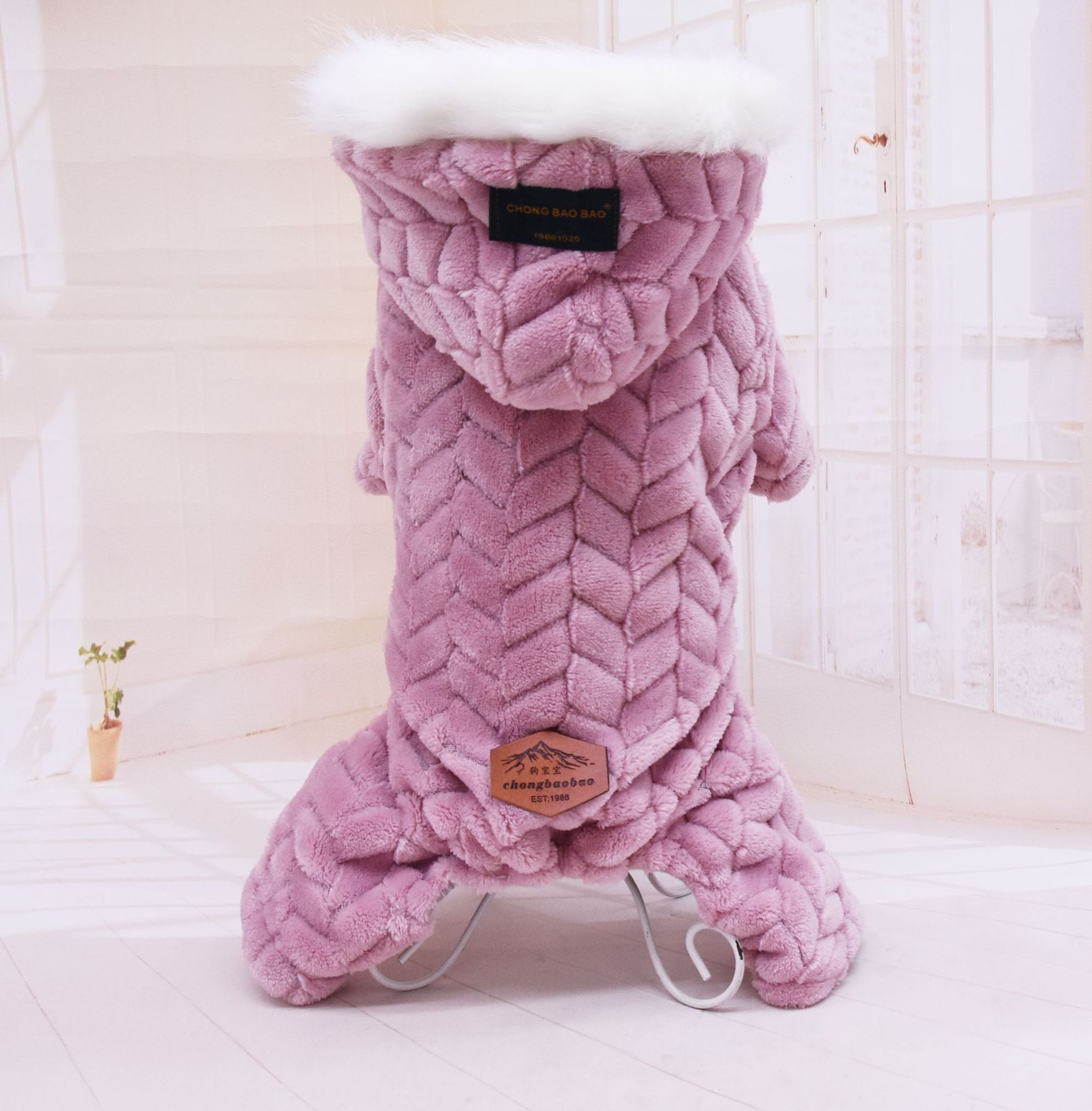 KFX-9766461 Elegant Velvet Big Fur Collar Four-Legged Shirt for Comfortable Style