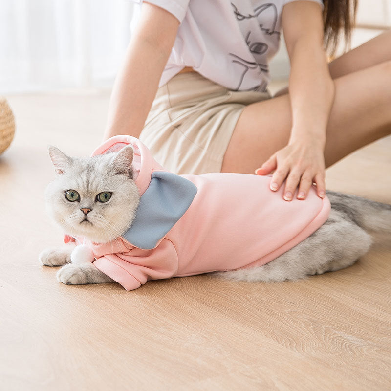 KFX-9768253 Pet Transformation Dress for Cats - Cute Pink Velvet Elephant Costume, Spring and Autumn Wear