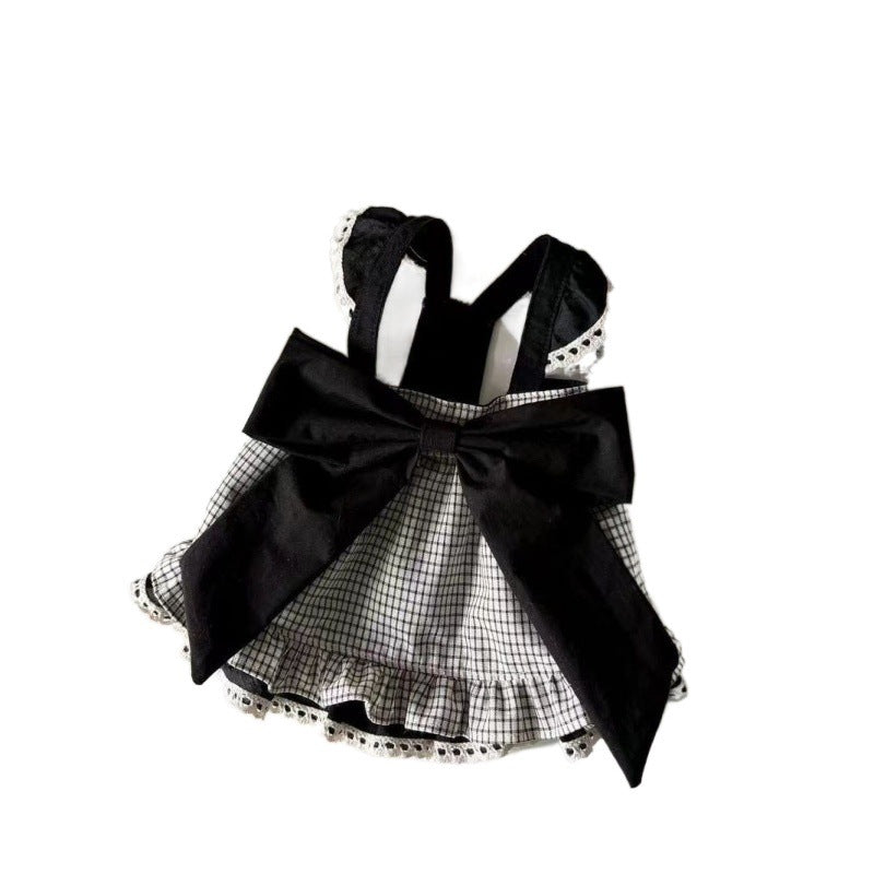 KFX-9772221 Houndstooth Big Bow Plaid Halter Skirt for Dogs - XS to XL, Polyester, Spring and Autumn Wear